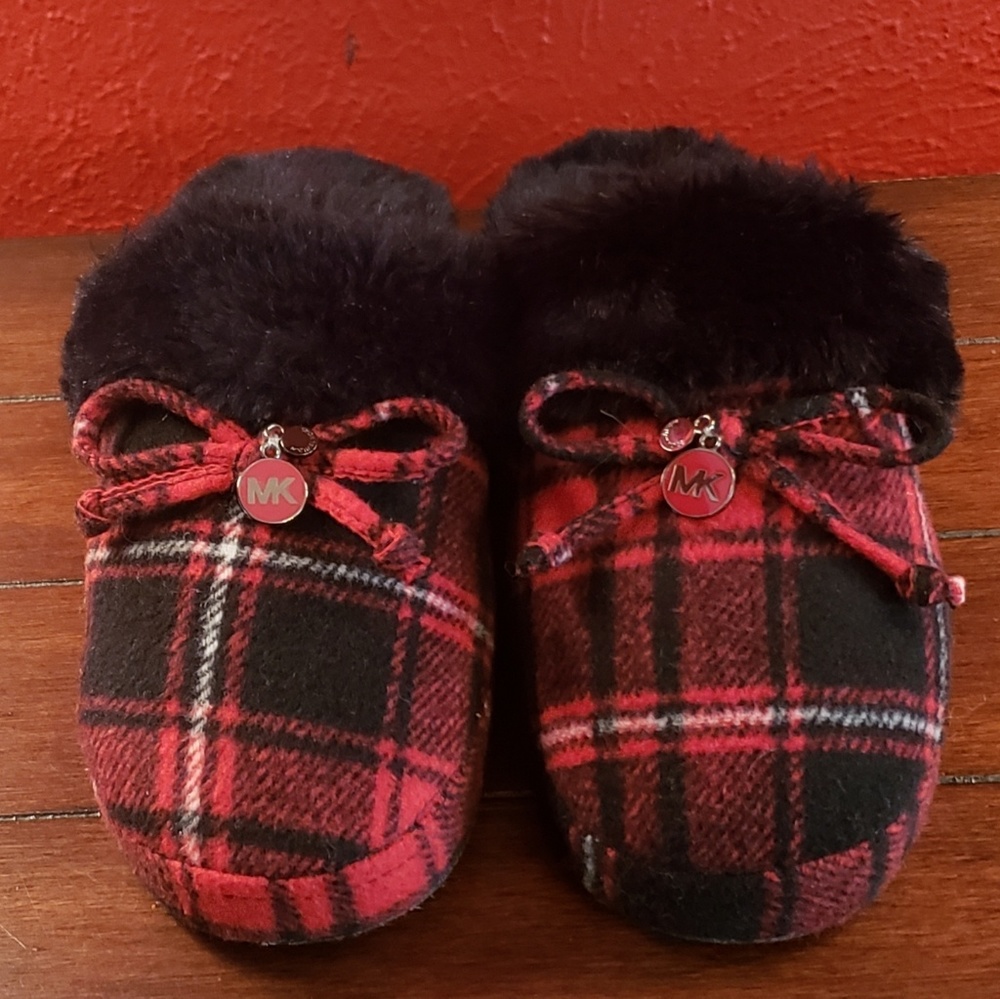 Black & Red Plaid Michael Kors Slippers